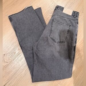 Zara Washed Gray Destructed Denim Jeans